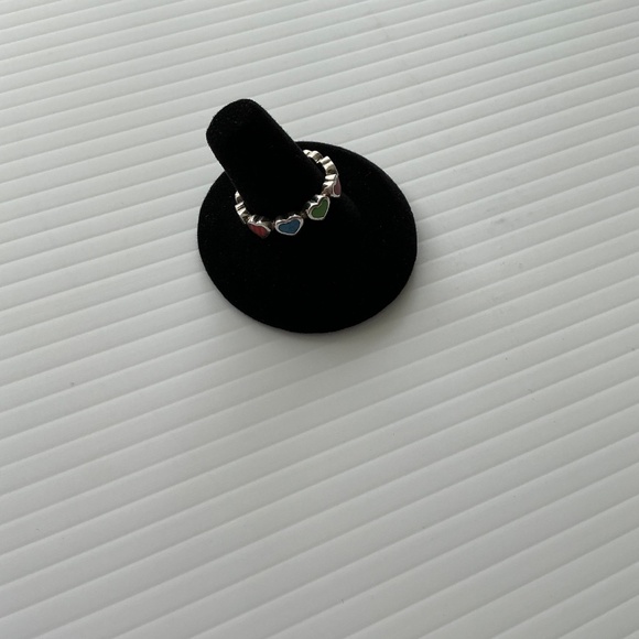 Sterling Silver Heart Ring size 8.5 rainbow colors - Picture 2 of 4